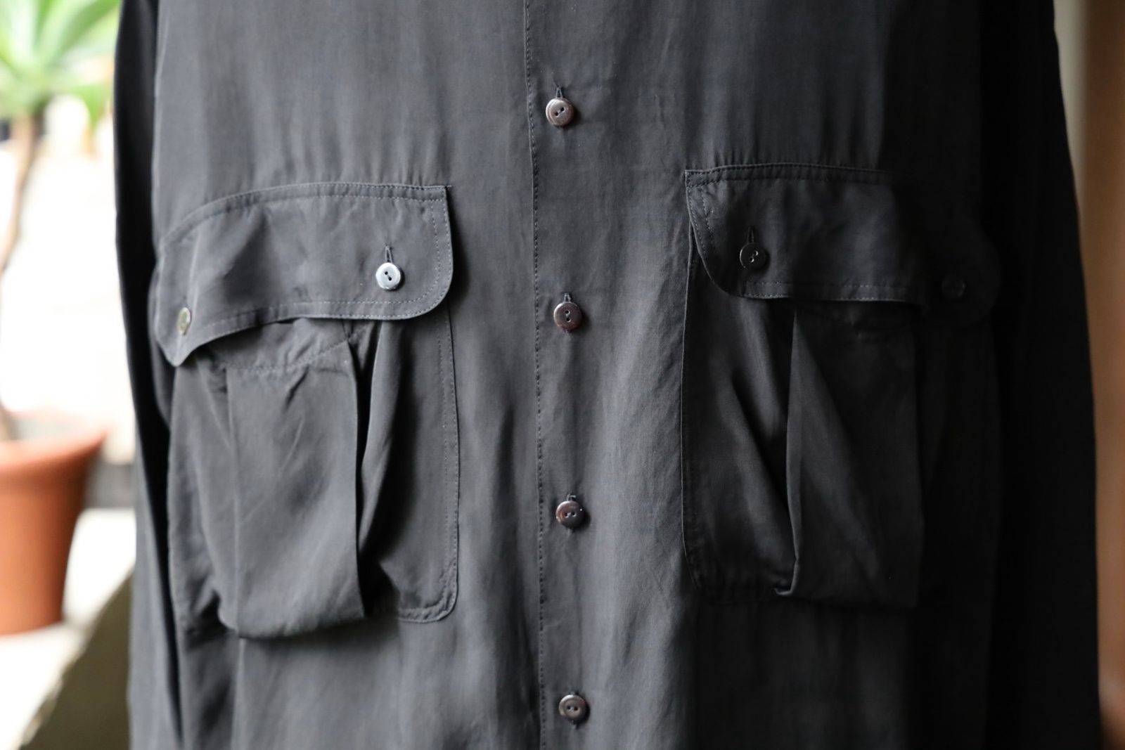 ヨーク 25FW シャツ Cupro Work Shirt(YK25FW01081SH)BLACK