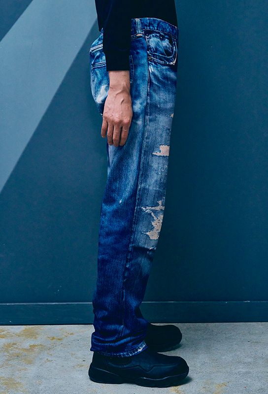 トーキングアバウト ジ アブストラクション 25AW DENIM PRINT FLEECE LINING STRIGHT PT(2526AW-PT-001F)BLUE☆新作発売！