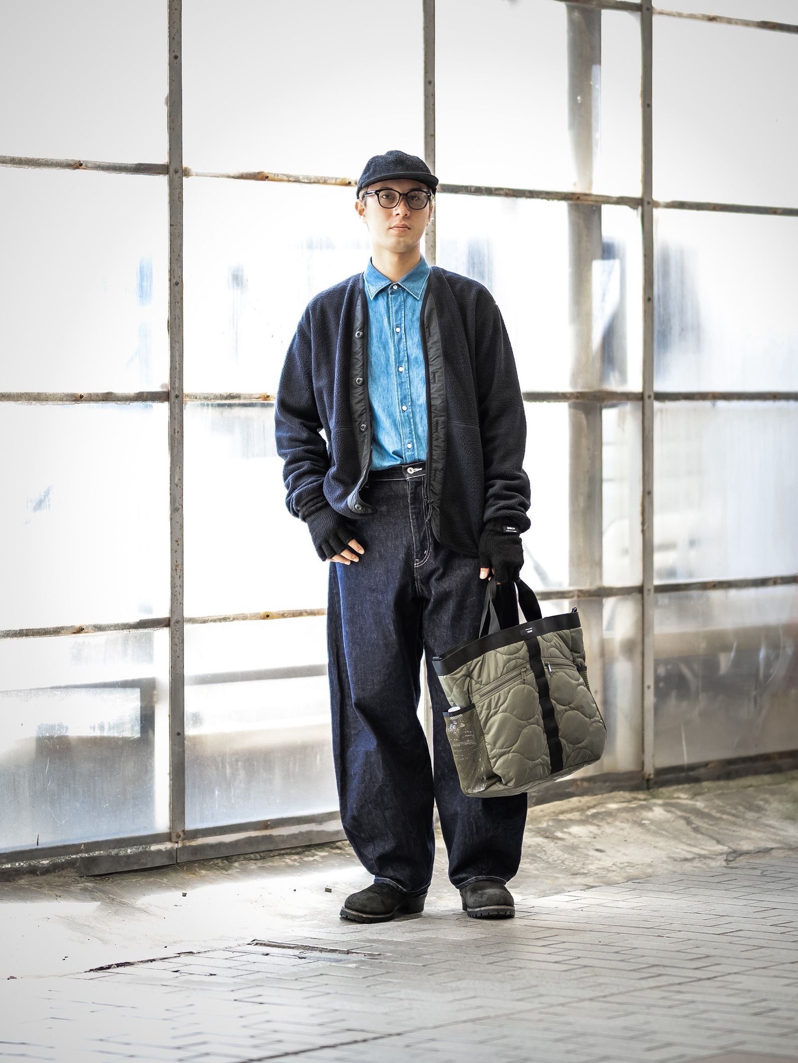 コムデギャルソンオム バッグ BRIEFING W-NAME REVERSIBLE BAG(HR-K208-051)BLACK×KHAKI