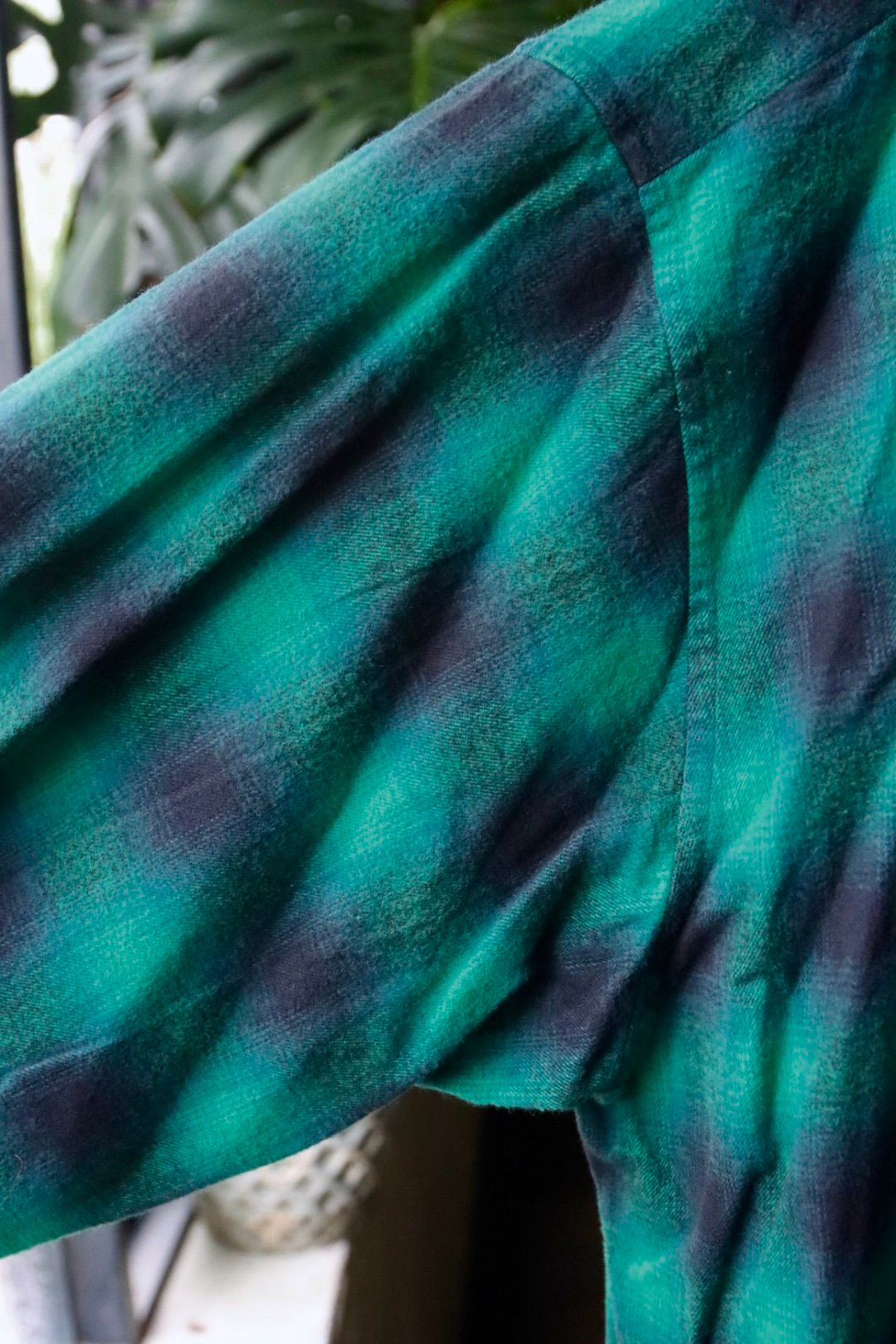 セダンオールパーパスFW23 Brushed Ombre Plaid Open Collar Shirt (SD23F-SH02)Green Plaid