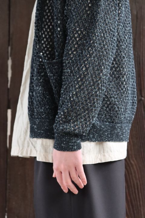YOKE MESHED KNIT CARDIGAN(YK22SS0345S) style.2022.2.20
