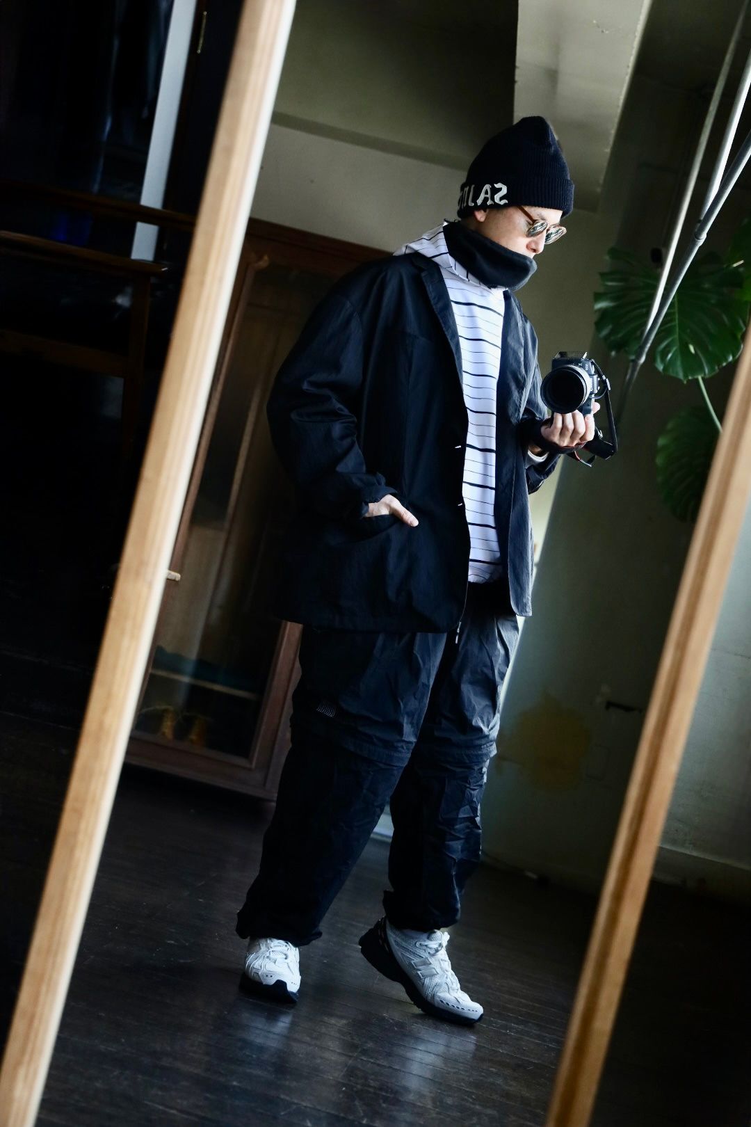 S.F.C 25SS HOODIE MIX SIDE STRIPE LS TEE"White-Black"スタイル