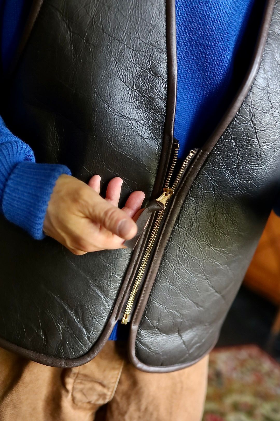 Gurank グランク ベストLamb skin best (2543)BROWN★新作発売！