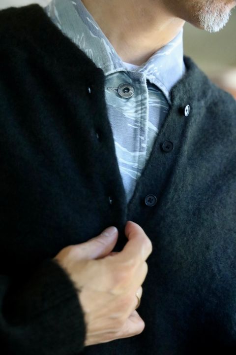 A.PRESSE 2026 STYLE2 Brushed Cashmere Middle Gauge Henley Neck Sweater"OLIVE"スタイル2026.10.3.