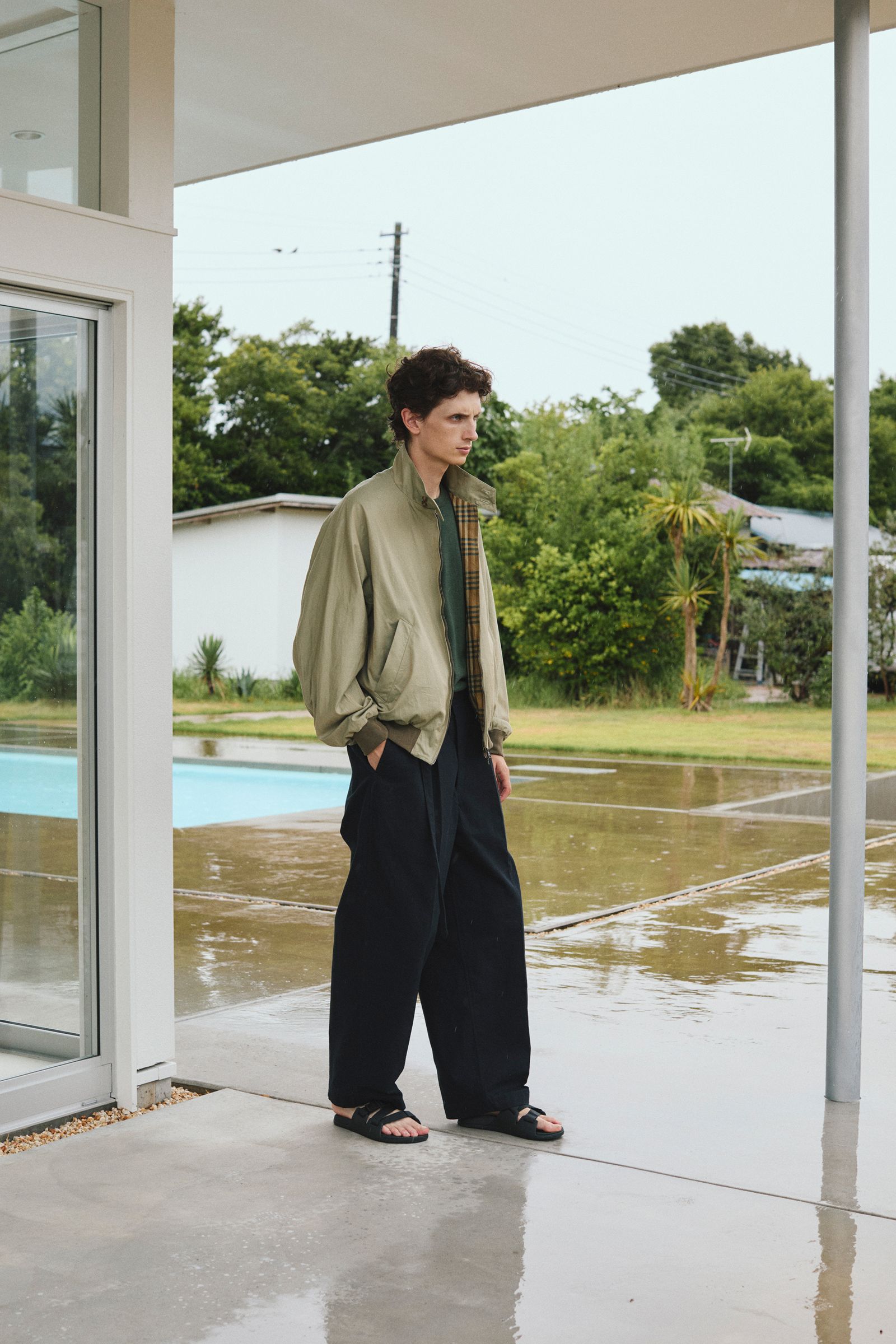 blurhms ブラームス 26SS ハリントンジャケット Cotton Gabardine Harrington Jacket(BHS26S003)GreenBeige☆新作発売！