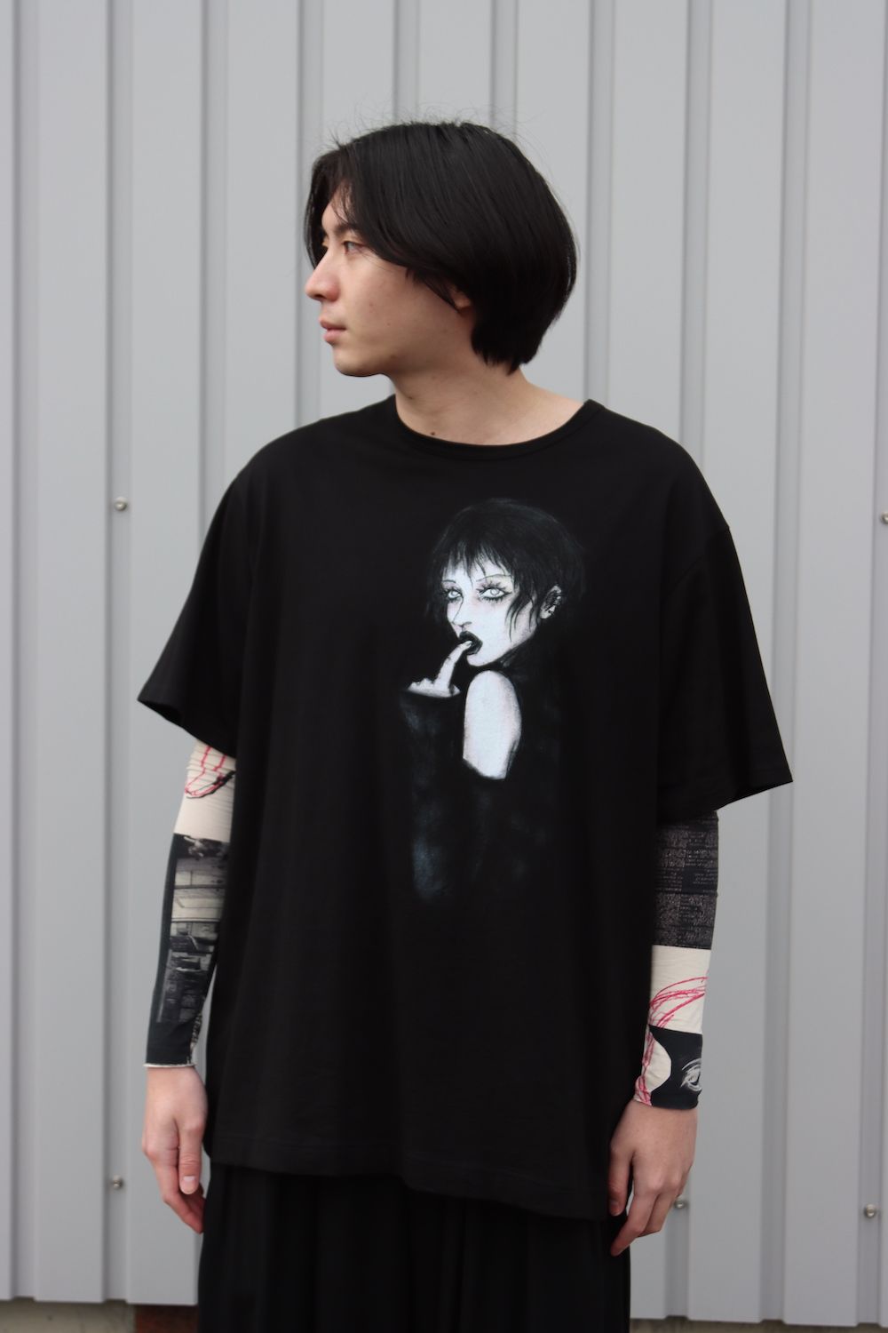 yohji yamamoto MAHABARA 女インジェクトプリントTシャツ