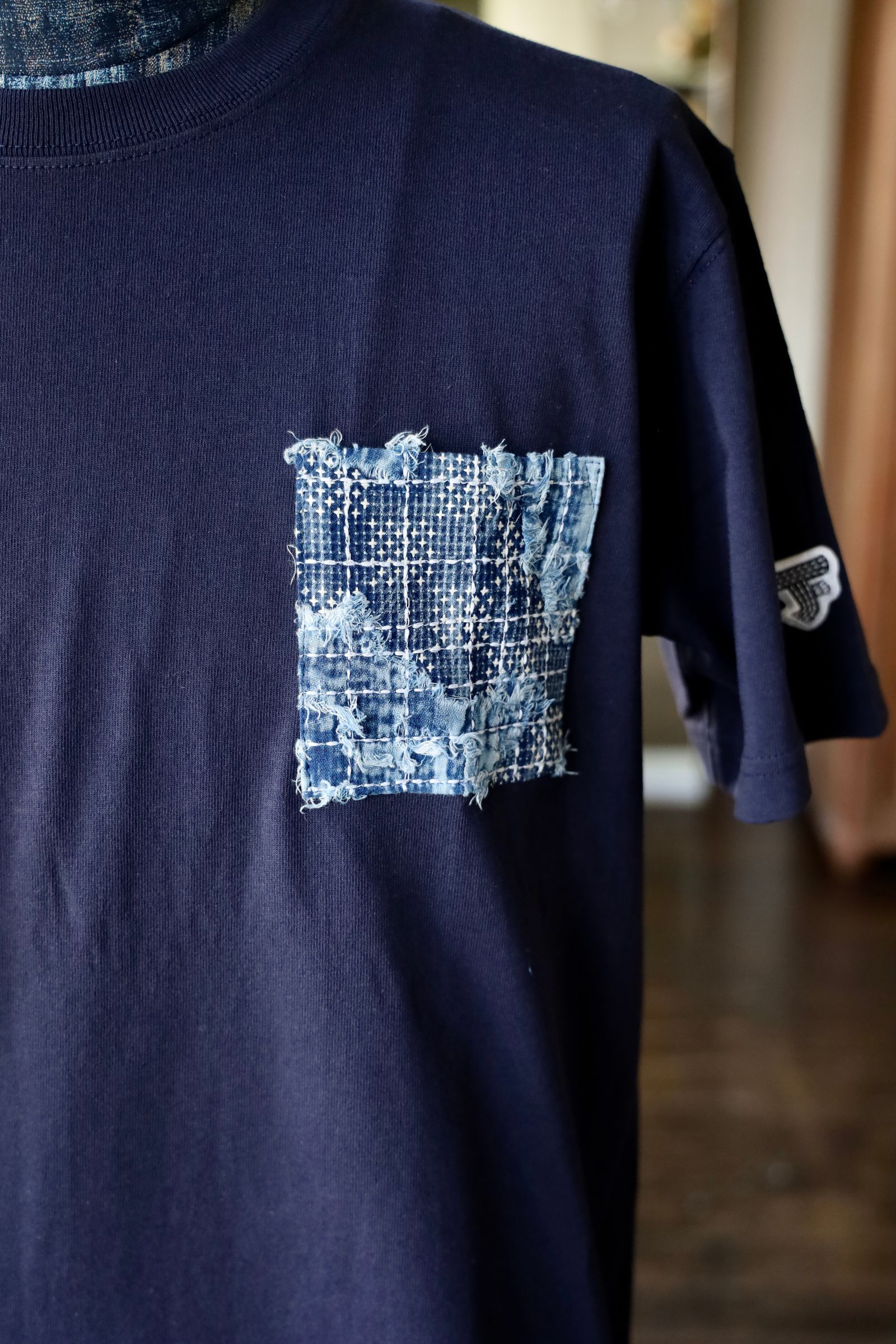 ファンダメンタル Tシャツ BORO POCKET TEE(FA25/TE12)NAVY