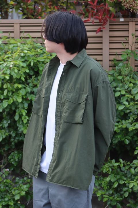Graphpaper Garment Dyed Poplin Fatigue Shirt style.2022.4.24.