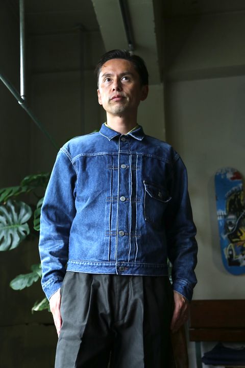 CIOTAシオタ本藍スビンコットン13.5ozデニムGジャン"ミディアムダークブルーダメージ"style.8.13.
