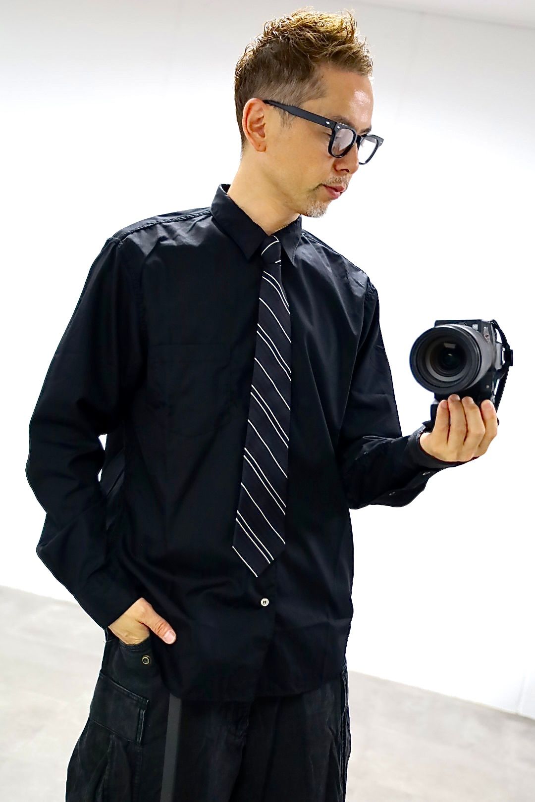 COMME des GARCONS HOMME 26FWリブライン入りナイロンツイルジャケット"BLACK"スタイル