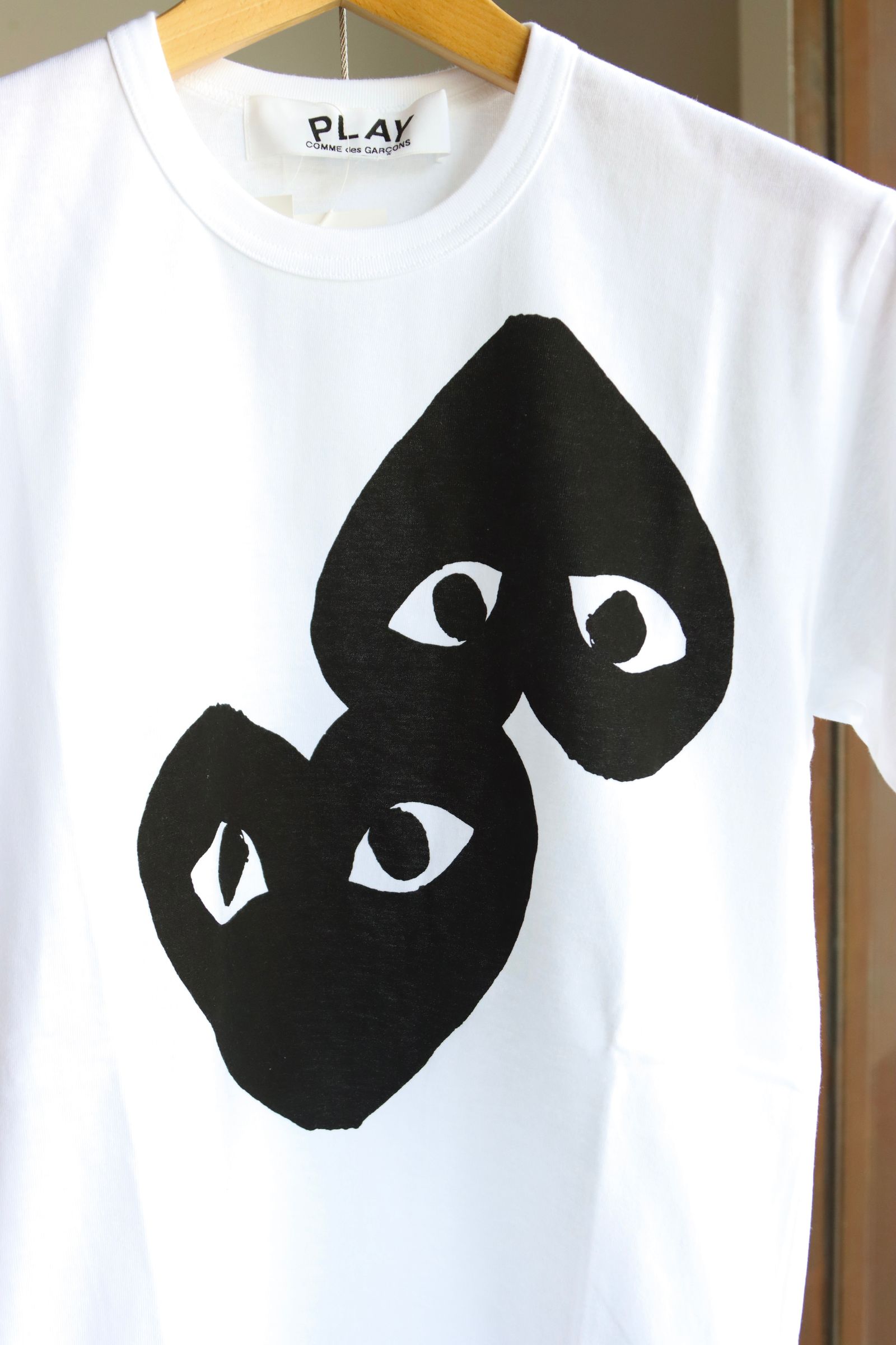 美品！PLAYコムデギャルソンTシャツ　ブラック　レディースLサイズ　Wハート PLAY COMME des GARCONS プレイ コムデギャルソン ブラック
