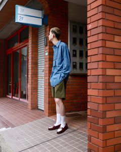 A.PRESSE アプレッセ 23AW style2 BB Washed Chambray Shirtスタイル