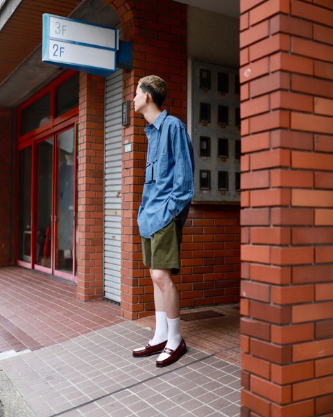 A.PRESSE アプレッセ 23AW style2 BB Washed Chambray Shirtスタイル