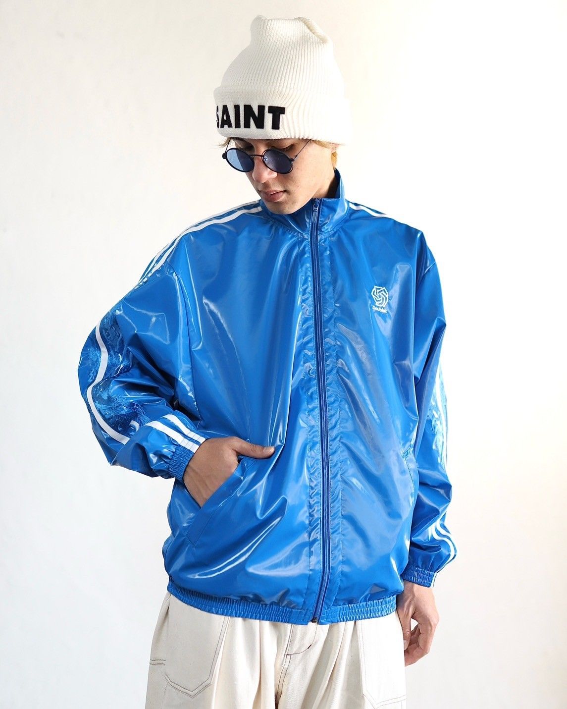 身幅64cmdoublet 24ss LAMINATE TRACK JACKET BLUE