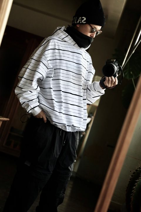 S.F.C 25SS HOODIE MIX SIDE STRIPE LS TEE"White-Black"スタイル