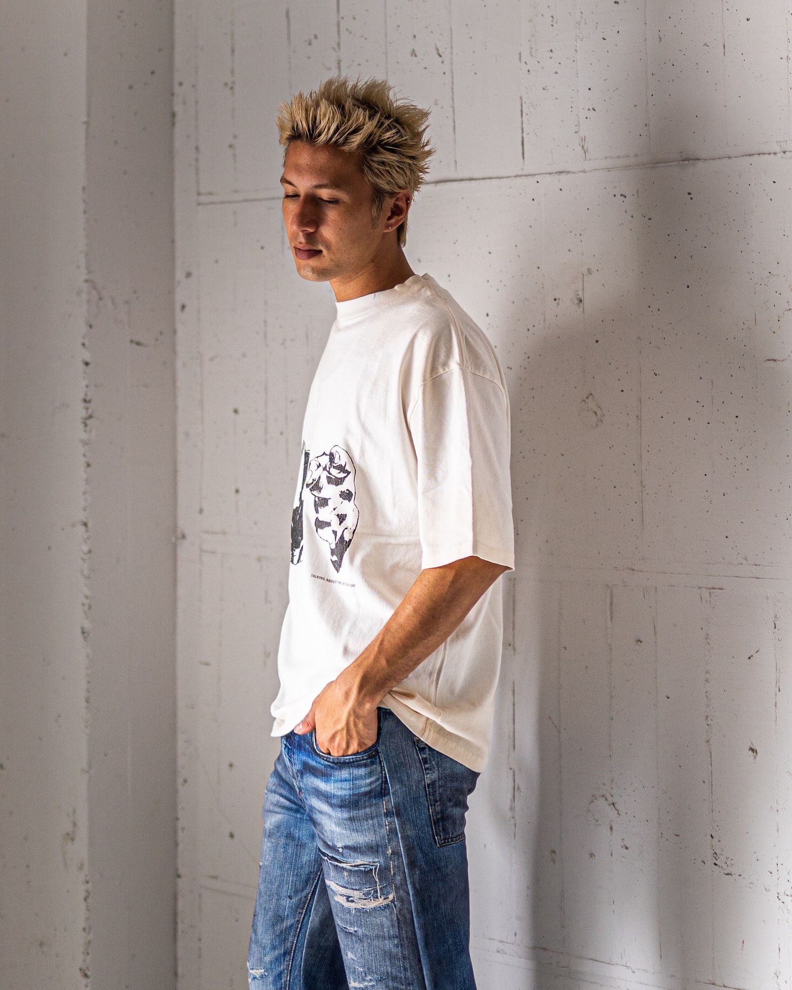 トーキングアバウト ジ アブストラクション 25AW USED PROCESSING TEE(2526AW-T-001F)WHITE☆新作発売！