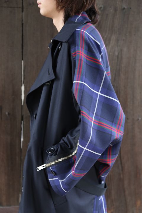 KIDILL 2020AW Trench Coat(KL447) "Navy×Blue Tartan" style.2020.7.31.