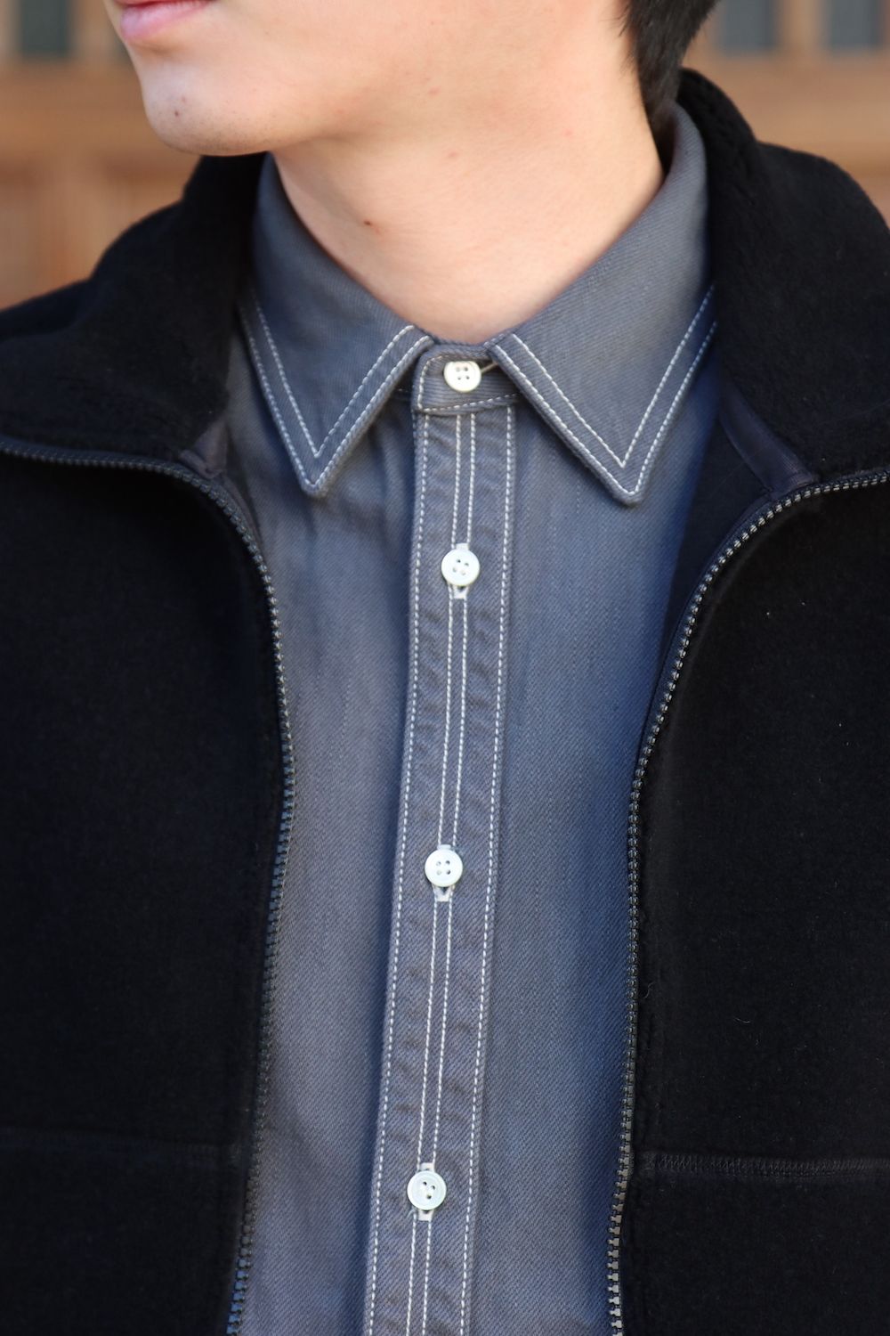 Graphpaperb Wool Boa Zip-Up Vest(GU213-70205B) style.2021.10.10