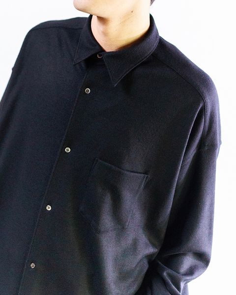 Graphpaper Wool Smooth Flannel Oversized Regular Collar Shirtセットアップスタイル (BLACK)スタイル 11月2日(土)新作発売！