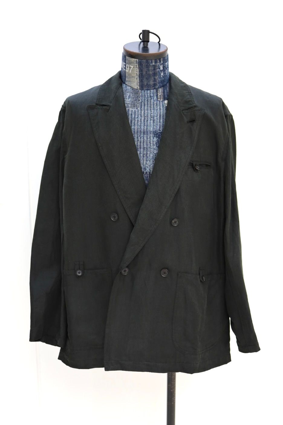 YOKE 26SS Linen Silk Kersey Double Breasted Blezer(YK26SS01207J)BLACK