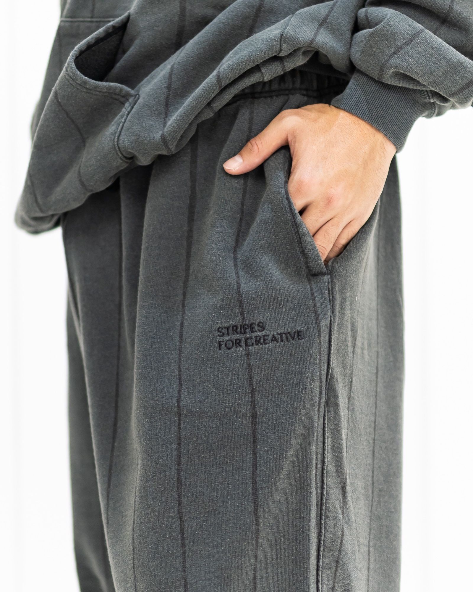 S.F.C 25FW エスエフシー STRIPE WIDE SWEAT PANTS (DISCHARGED)(SFCFW25CS05)Black☆9月20日(土)発売！