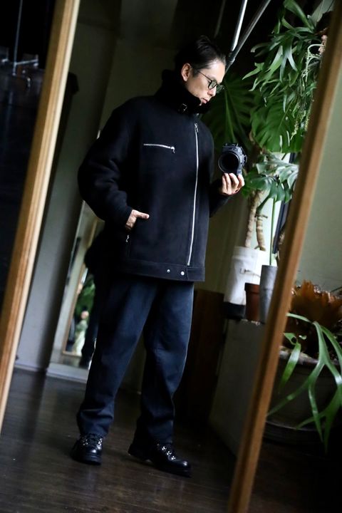 Graphpaper Sheep Mouton Aviator Jacketスタイル.2024.8.31.