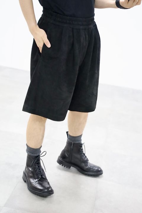 Graphpaper 26SS Cow Nubuck Leather L/S Oversized Regular Collar Shirt"BLACK"スタイル