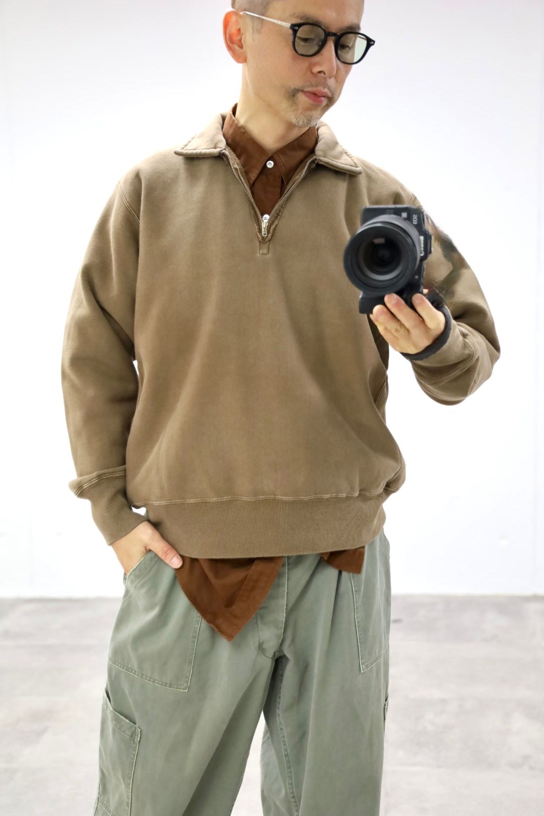 A.PRESSE 2026 STYLE1 Vintage Half Zip Sweatshirt"BROWN"スタイル
