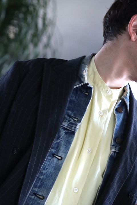 Ets.MATERIAUX 22SS Band collar shirt"YELLOW"style.2021.12.14.