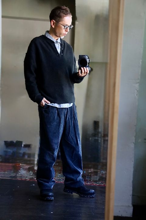 A.PRESSE 2026 STYLE2 Brushed Cashmere Middle Gauge Henley Neck Sweater"OLIVE"スタイル2026.10.3.