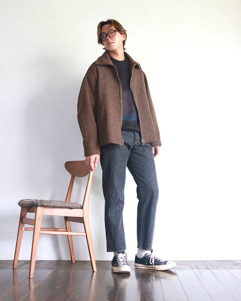 YOKE 23AW FRONT ZIP STAND COLLAR BLOUSON"BROWN"スタイル