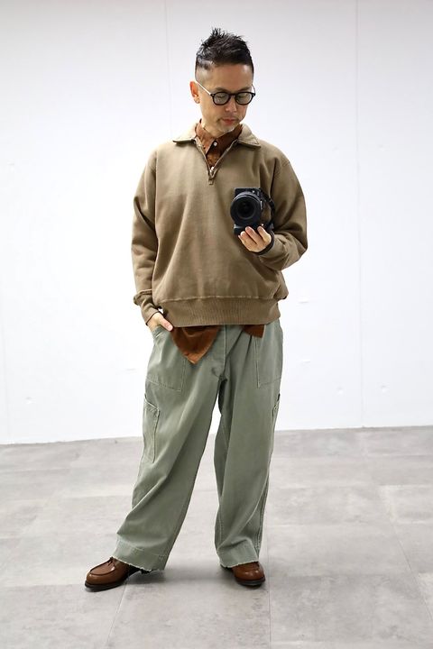A.PRESSE 2026 STYLE1 Vintage Half Zip Sweatshirt"BROWN"スタイル