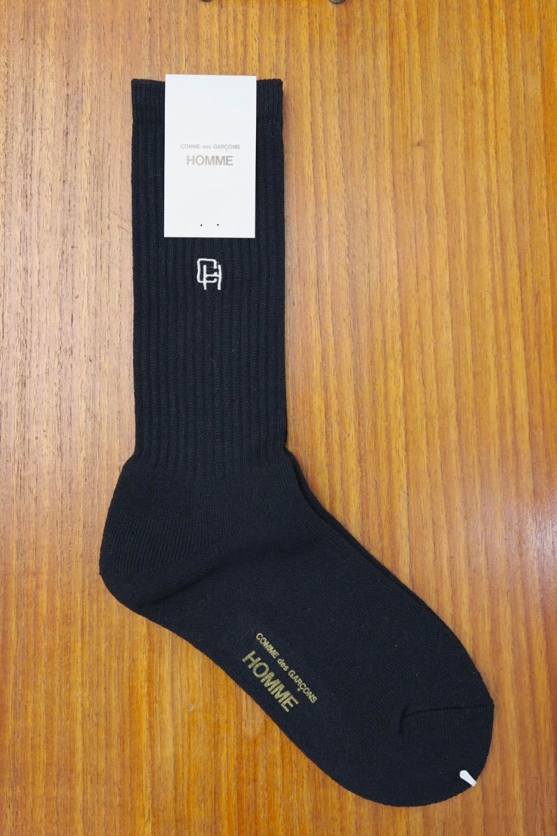 コムデギャルソンオム 綿パイル刺繍ソックス(HQ-K501-051)BLACK☆2月6日(金)発売！