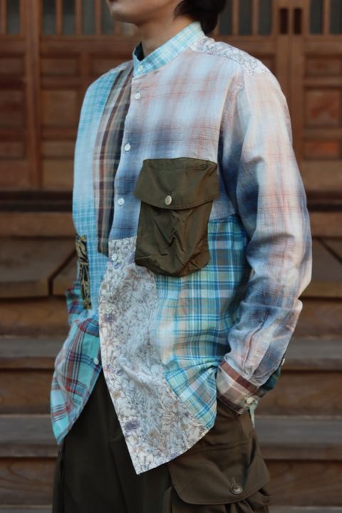 KHOKI Washi knit cardigan(22SS-K-03),Madras check shirt(22SS-B-03) style. 2022.02.21.