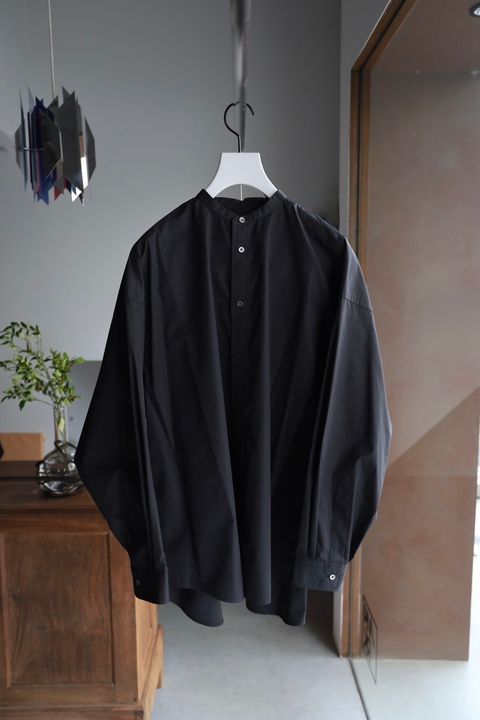 Graphpaper 25AW Women's  High Count Broad L/S Oversized Band Collar Shirt(GL253-50034B)BLACK☆7月12日(土)発売！