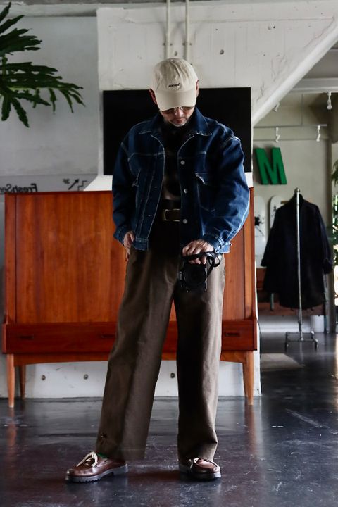 アプレッセ22FW Motorcycle Trousers"OLIVE"スタイル
