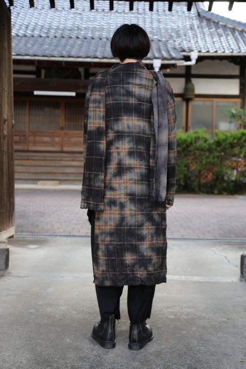 yohji yamamoto チェックJQ製品ムラ染めボウタイロングシャツStyle .2020.10.2.