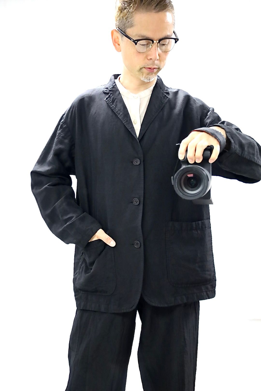 COMME des GARCONS HOMME 26SS リネンギャバ製品染3Bジャケットスタイル