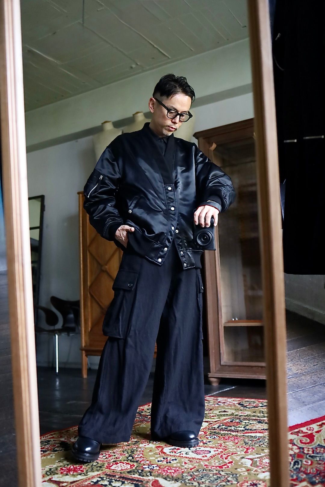 コムデギャルソンオム25FW 綿ウールアーミーサージパンツ(HP-P036-051)BLACK