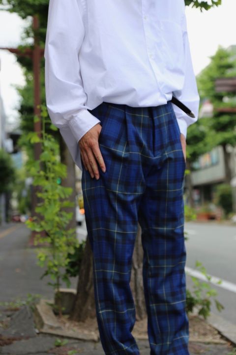 JieDa TARTAN CHECK TUCK SLACKS"NAVY"Style.2020.7.21.