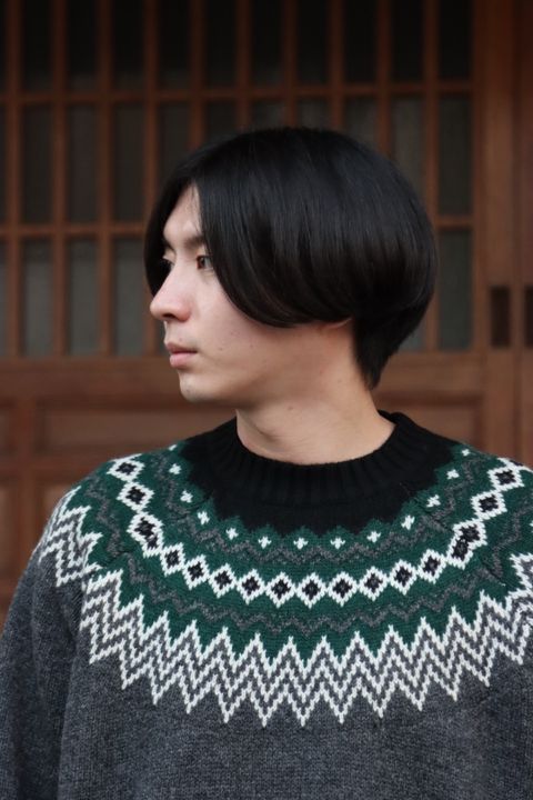 JUNYA WATANABE COMME des GARCONS MAN ウールジャガードニット求心柄"TOP GRAY"style