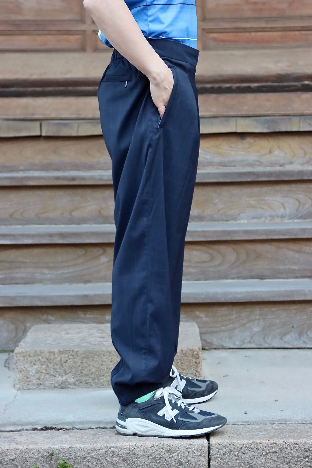 is-ness×NEAT LORO PIANA SPORT FABRICS PANTS"NAVY"イズネス22SS
