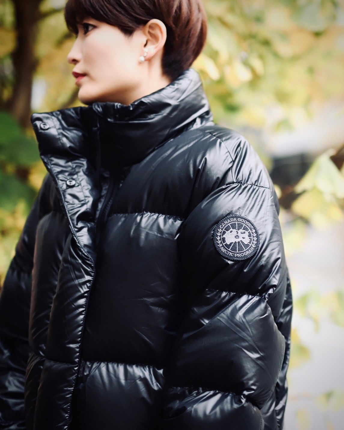 ● ●CYPRESSサイプレスクロップド ブラックレーベル CANADA GOOSE 新作CYPRESS CROPPED PUFFER BLACK LABEL style