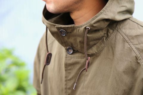 COMME des GARCONS HOMME 綿ナイロンウェザーフーデッドコート"KHAKI"Style.2020.8.9.