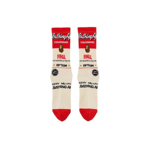 セントマイケル 26AW BAPE_SOCKS/FAINAL(SM-MK1-0000-C41)ECRU+RED☆8月22日(土)発売！