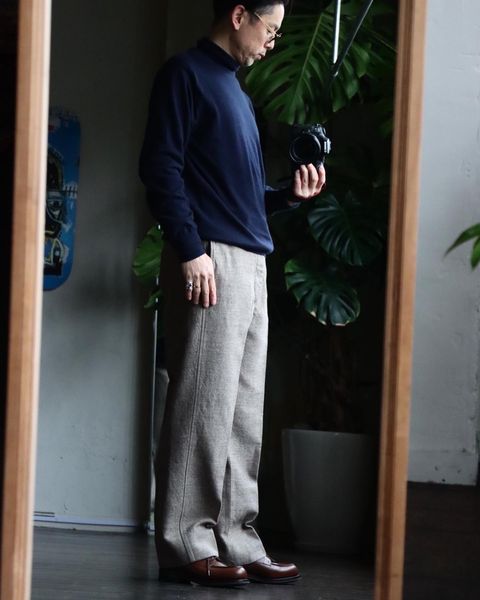 A.PRESSE Dead Stock Linen Trousersスタイル