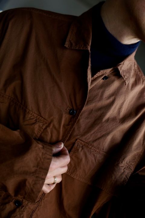 Graphpaper Garment Dyed Typewriter Fatigue Shirtスタイル