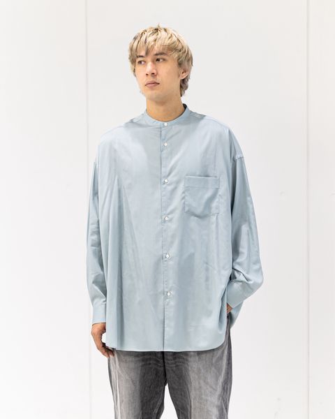 グラフペーパー26SS Silicon Poplin Oversized Band Collar Shirt(GM261-50181)SMOKE BLUE☆2月28日(土)発売！