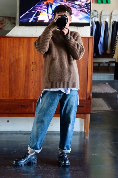 A.PRESSE Fisherman Pullover Sweater"BROWN"style.2021.12.14.