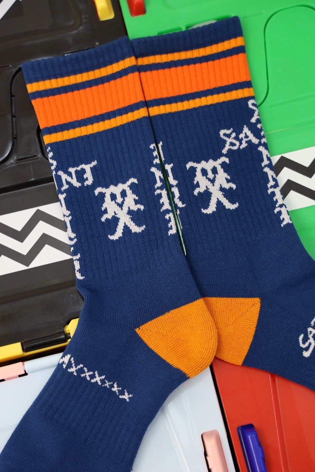 セントマイケル SINNER SOCKS (SM-HR1-0000-115)BLUE/ORANGE★10月11日(土)発売！